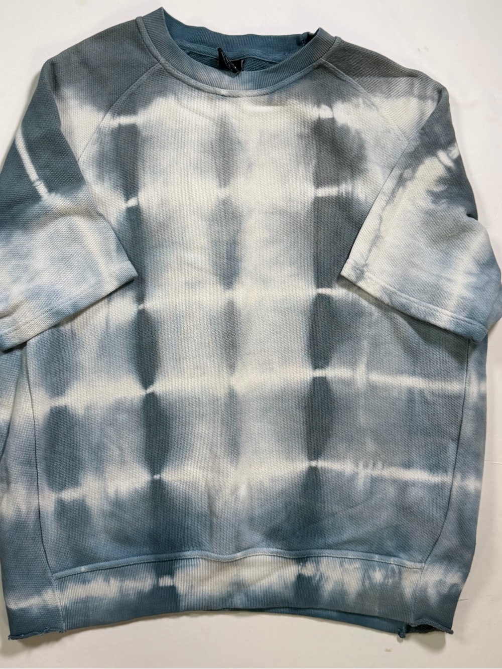ZARA Men's Short-Sleeve Tie-Dye Crewneck Sweater - Blue/White
